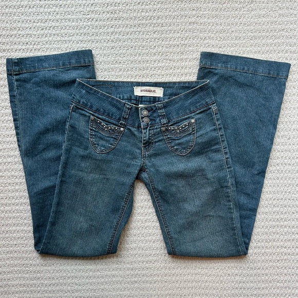 Y2K Hydraulic Flare Jeans Size 3/4 - Picture 1 of 12